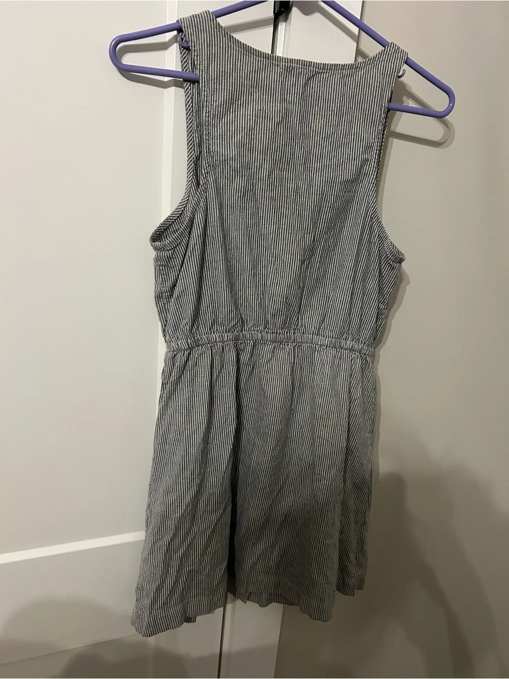 H81 Striped Button-Front Mini Dress with Elastic Waist